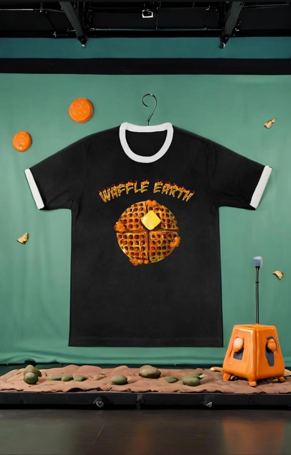 Waffle Earth - Ringer Tee (Black)