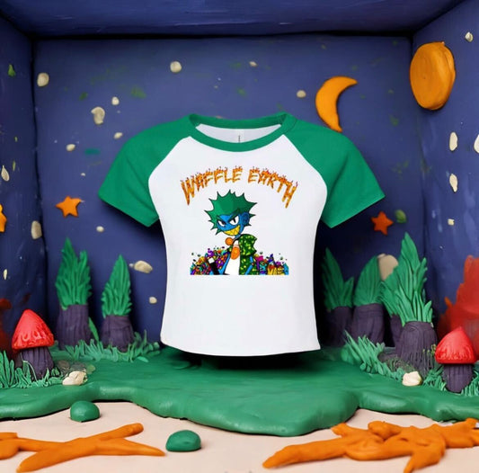 Waffle Earth - Kelly Green Cropped Tee