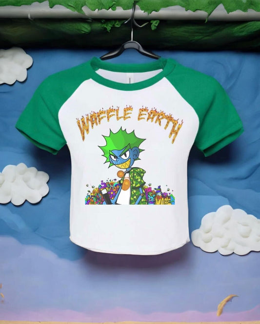 Waffle Earth - Kelly Green Cropped Tee
